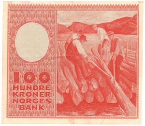 100 kroner 1954 Z.0143824. Erstatningsseddel. RR-seddel. Kv.1+