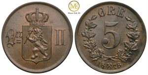 5 øre 1878 Oscar II. Kv.0