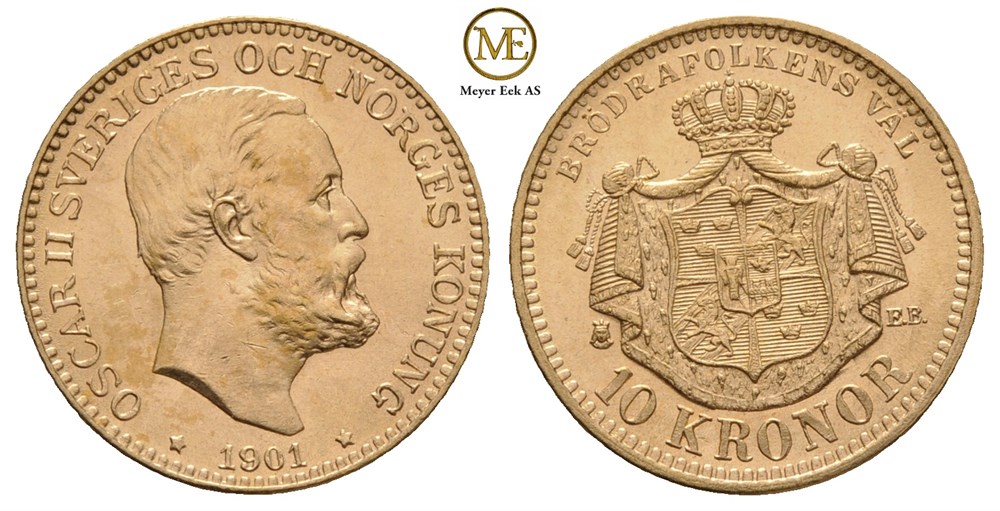 10 kronor 1901 Oscar II. Kv.0