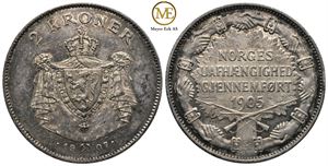 2 kroner 1907 Jub. m/gevær. Haakon VII. Kv.01