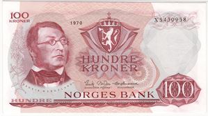 100 kroner 1970 X.5430938 erstatningsseddel. Kv.0