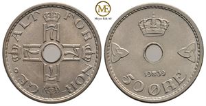 50 øre 1939 Haakon VII. Kv.0/01