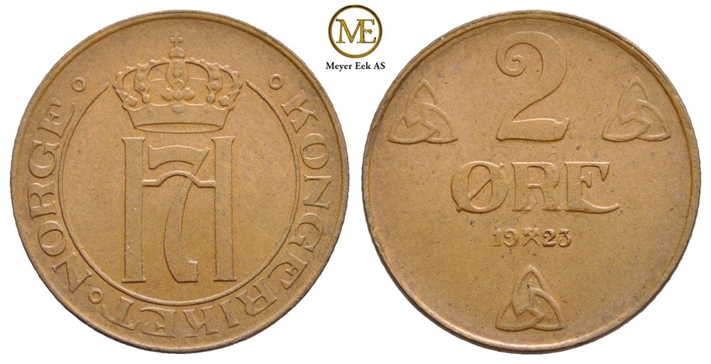 2 øre 1923 Haakon VII. Kv.0