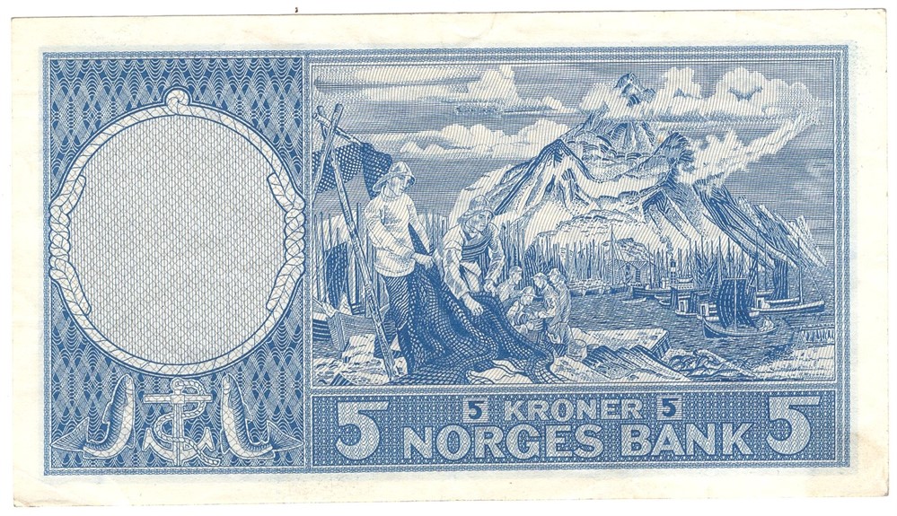 5 kroner 1961 Z.0216609 erstatningsseddel. Kv.1+