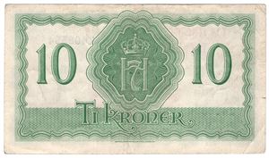 10 kroner 1944. Z.406554. London Utg. Kv.1/1+