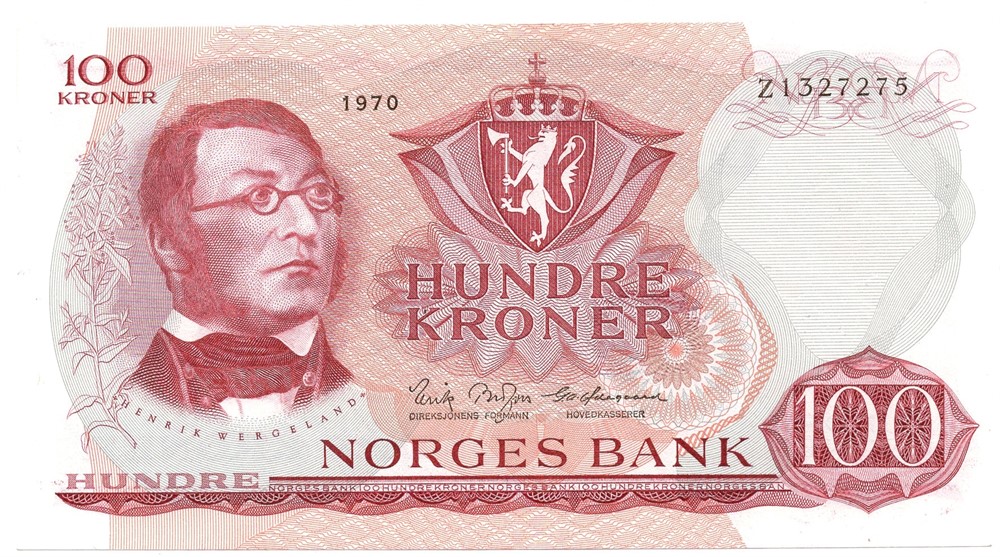 100 kroner 1970 Z.1327275. Erstatningsseddel. Kv.0/01