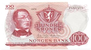100 kroner 1970 Z.1327275. Erstatningsseddel. Kv.0/01