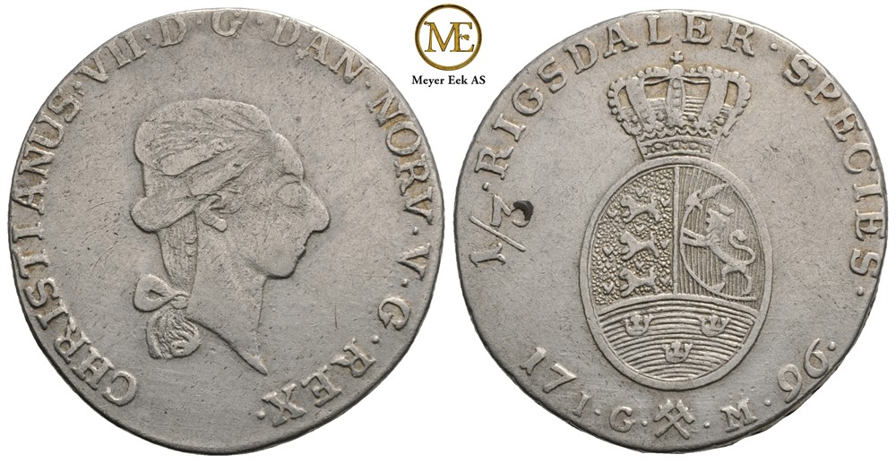 1/3 Speciedaler 1796 Christian VII. Kv.1+