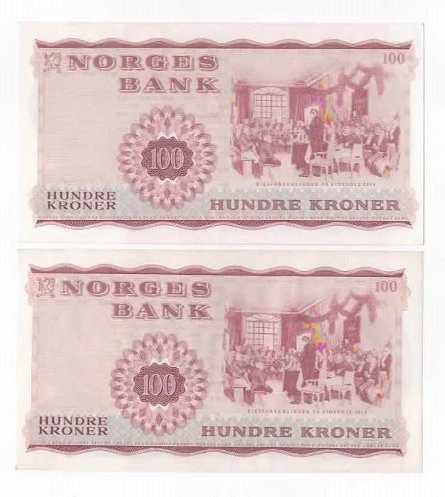 Norge 100 kroner 1972 S og T kv. 0/01