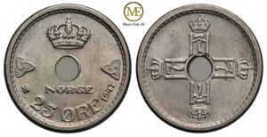 25 øre 1947 Haakon VII. Kv.0