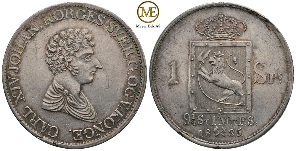 Speciedaler 1835 Carl IV Johan Kv.01