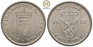 1 krone 1953 Haakon VII. Kv.0