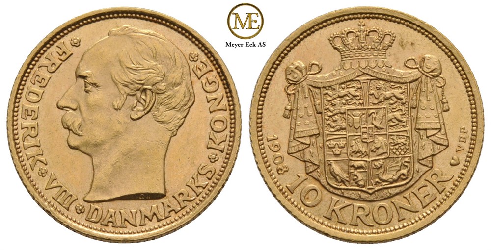 10 kroner 1908 Frederik VII. Kv.0/01