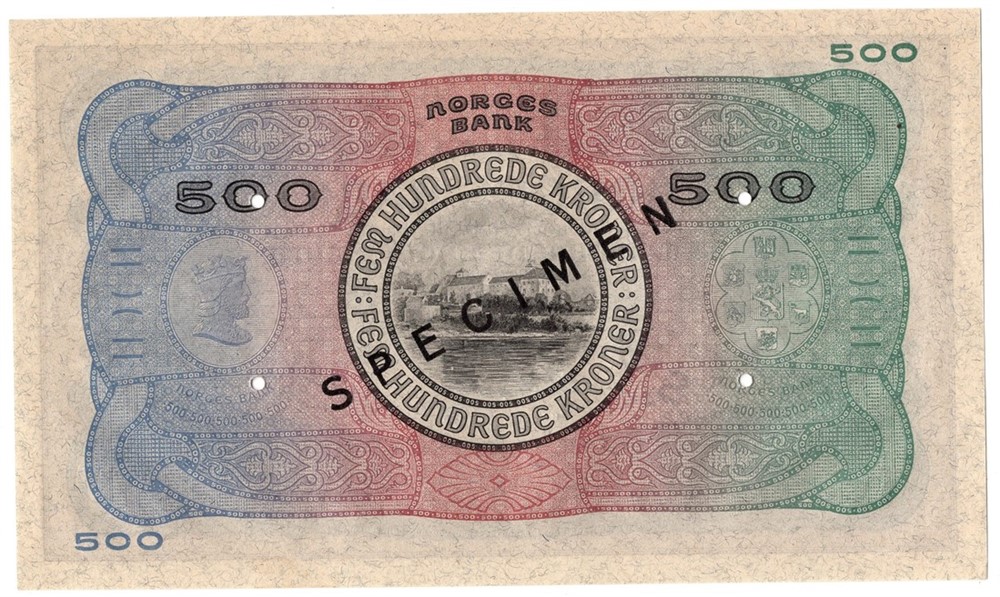 500 kroner 1944 A.0524032. SPECIMEN. Kv.0