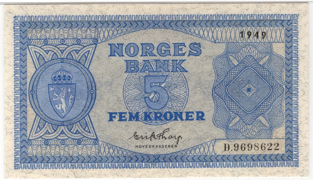 5 kroner 1949 D. i serie. Kv.0-0/01