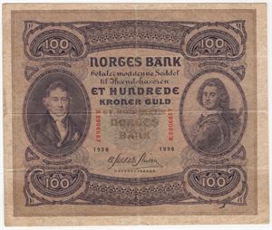 100 kroner 1938 B.2906657. Kv.1