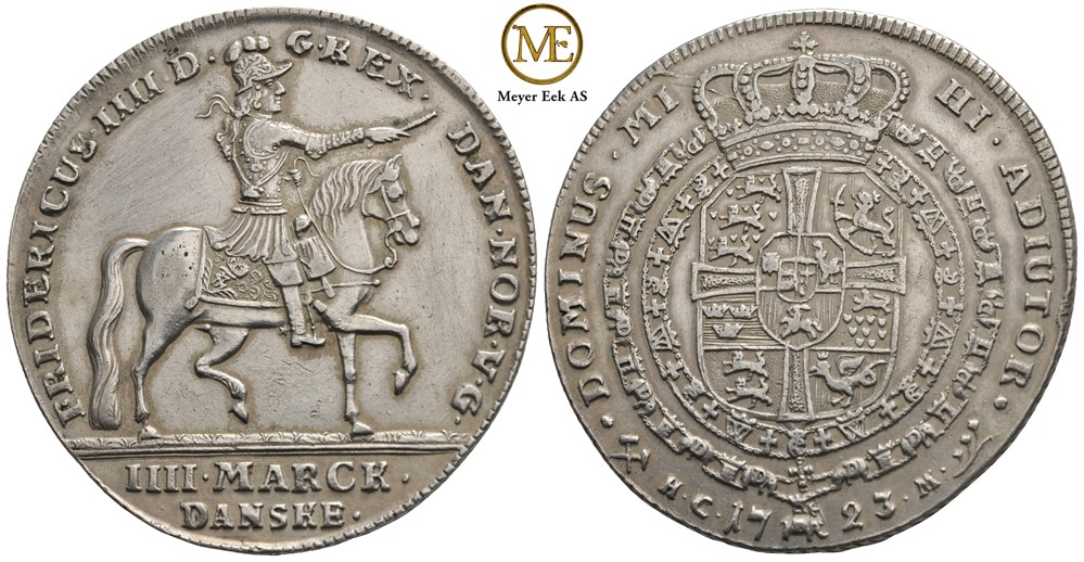 4 mark 1723 "Ryttermark" Frederik IV. Kv.01