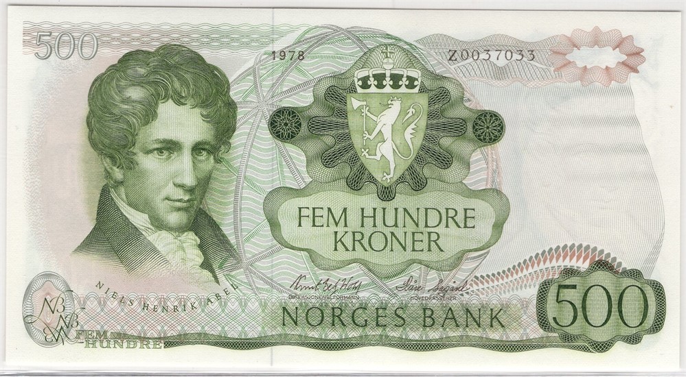 500 kroner 1978 Z.0037033 erstatningsseddel. Kv.0