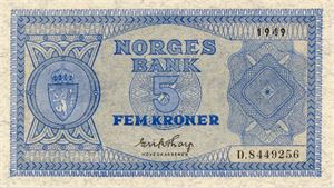 5 kroner 1949 D ex. C.A. Stave Olsen 28.10.18