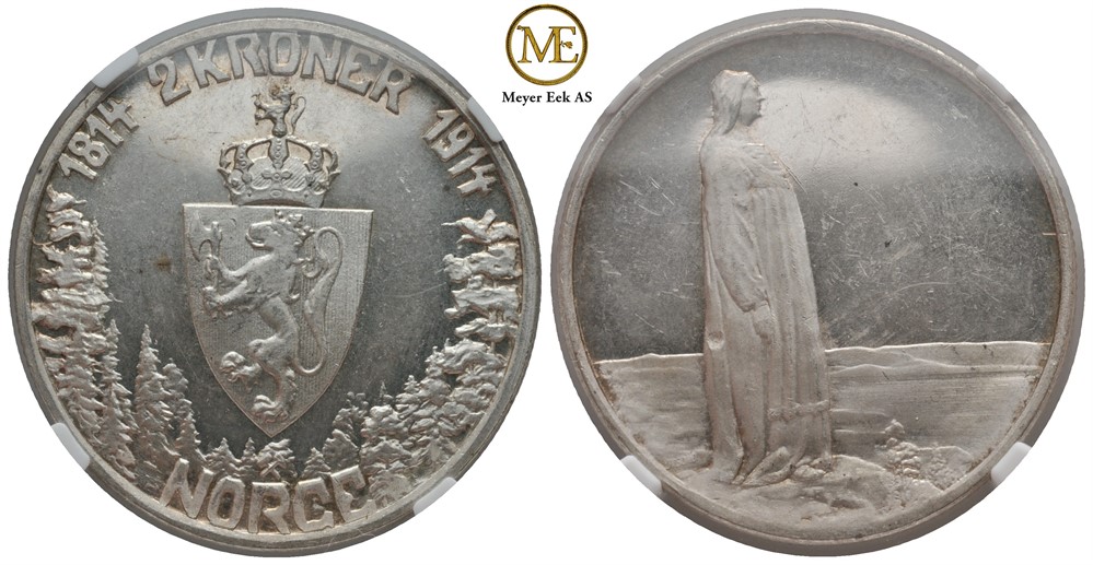 2 kroner 1914 Mor Norge. Kv.0/Prakt