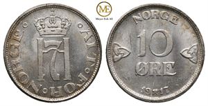 10 øre 1917 Haakon VII. Kv.0