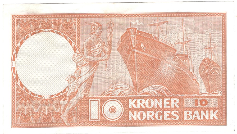 10 kroner 1972 X.6642092 erstatningsseddel. Kv.01