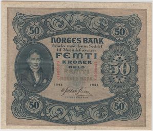 50 kroner 1943 C.80364447. Kv.1+
