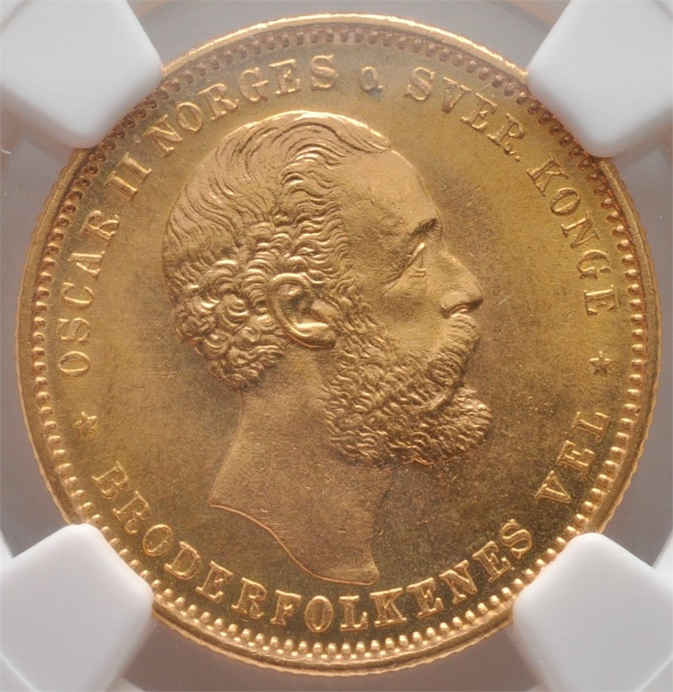 20 kroner 1883 Oscar II. Gradert til MS.66. Kv.0