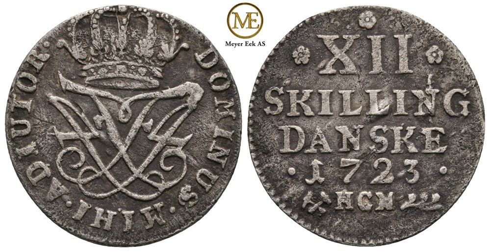 12 skilling 1723 Frederik IV. Kv.1+