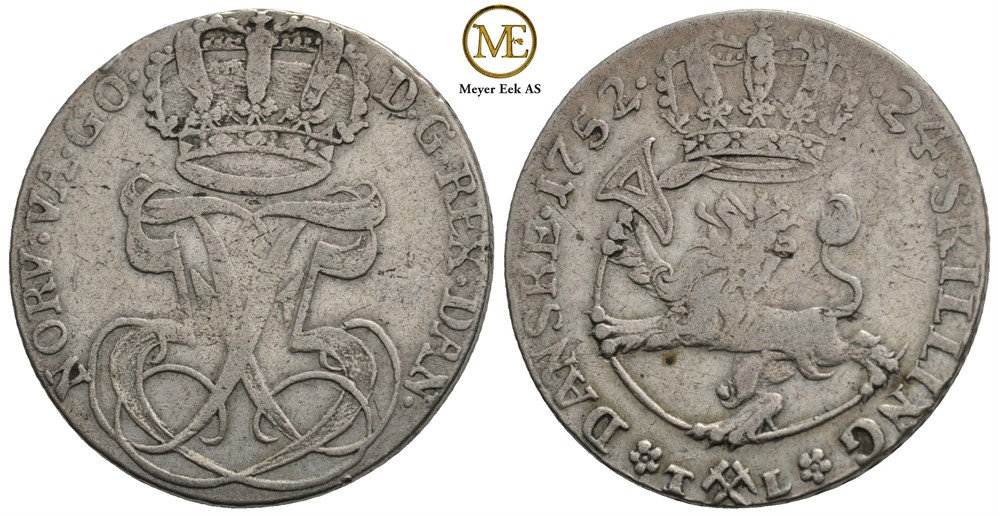 24 skilling 1752 Frederik V. Kv.1