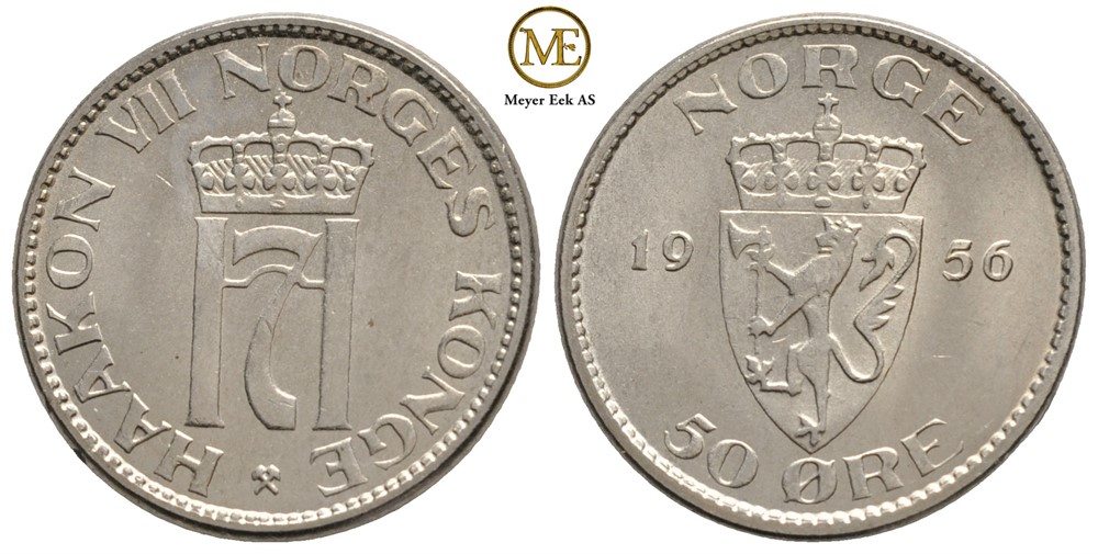 50 øre 1956 Haakon VII. Kv.0