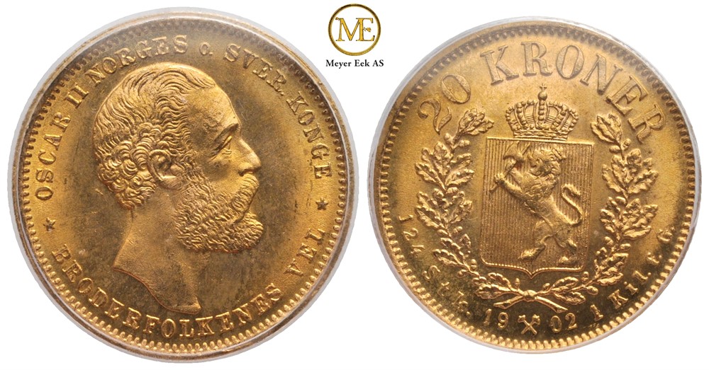 20 kroner 1902 Oscar II. MS.67. Kv.0
