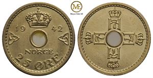 25 øre 1942 Haakon VII. London utg. Kv.0