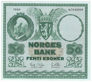 50 kroner 1960 D.7642909. Kv.1+/01