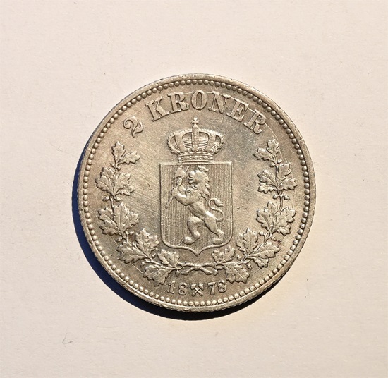 Norge 2 kroner 1878 kv 1+