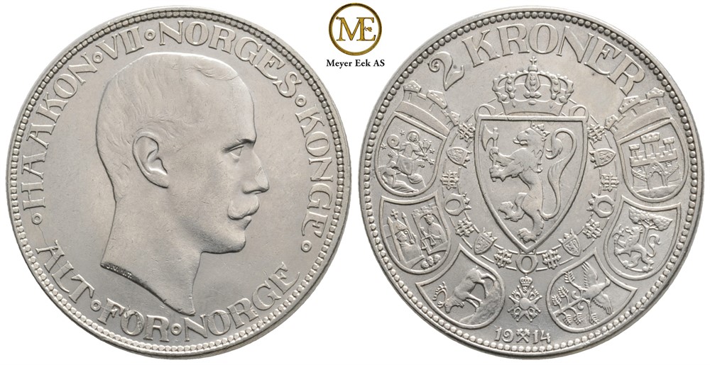2 kroner 1914 Haakon VII. Kv.01