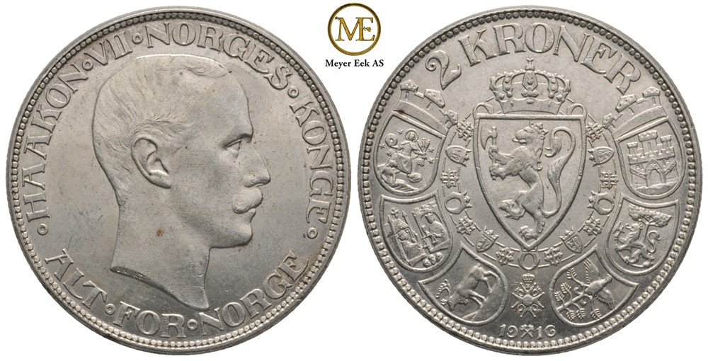 2 kroner 1916 Haakon VII. Kv.0/01