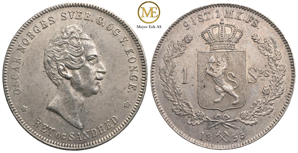 Speciedaler 1855 Oscar I. Kv.0/01