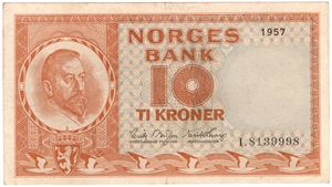 10 kroner 1957 I.8139998. Kv.1+