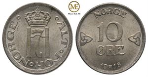 10 øre 1918/11 Haakon VII. Kv.0