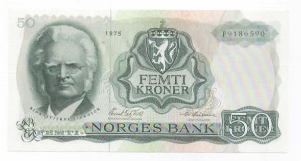 Norge 50 kroner 1975 F kv. 0/01