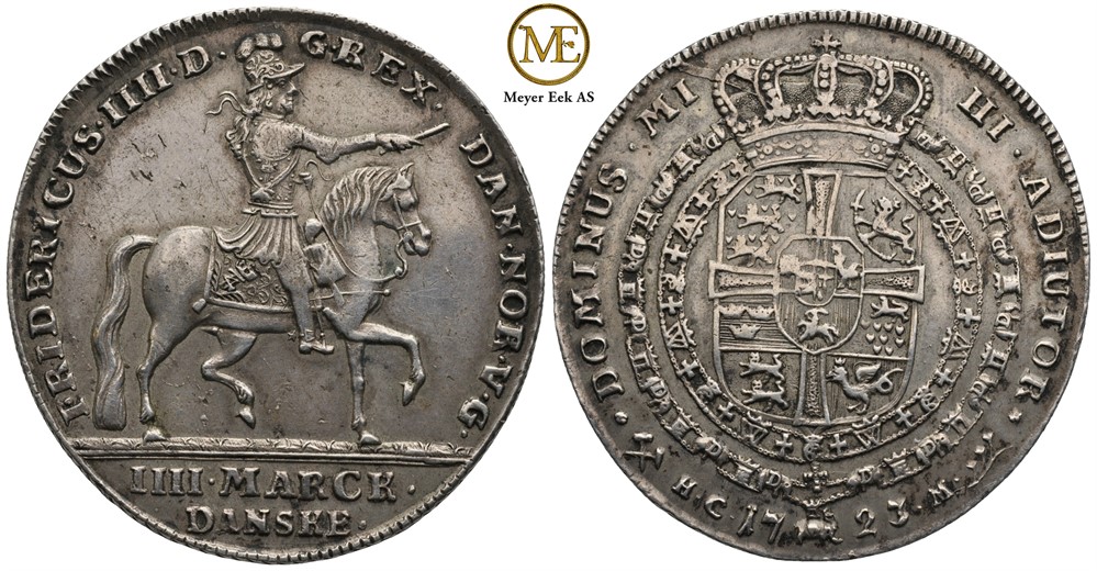 4 mark 1723 Frederik IV. Kv.1+/01
