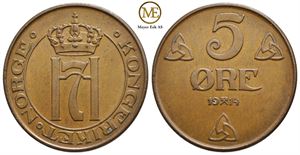5 øre 1914 Haakon VII. Kv.0