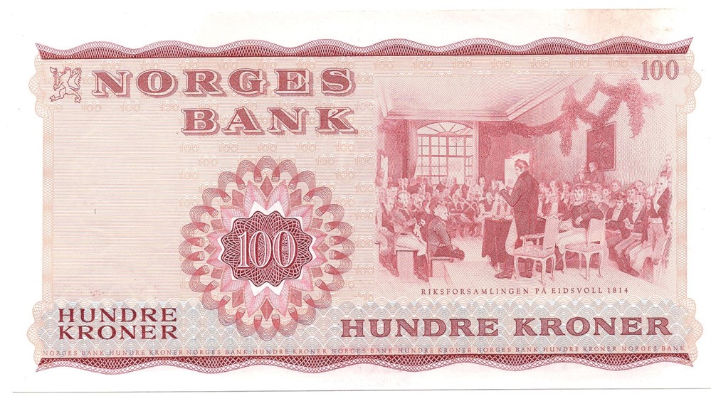 100 kroner 1975 Z.5429829. 5-million erstatningsseddel. Kv.0