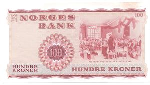100 kroner 1975 Z.5429829. 5-million erstatningsseddel. Kv.0