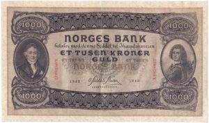 1000 kroner 1942 A.0838037. Kv.1+/01