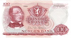 100 kroner 1968 Z.1052836. Erstatningsseddel. Kv.0/01