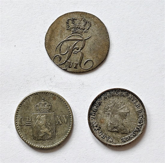 Norge 4 skilling 1809,1842 og 1871 kv. 1/1+