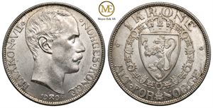 1 krone 1908 p/p Haakon VII. Kv.0