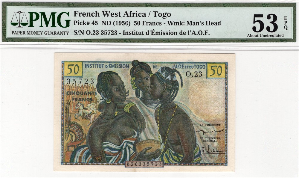 50 Francs 1956 Fransk-Vest Arika. Togo. Kv.01
